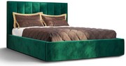 Zielone welurowe łóżko z pikowanym zagłówkiem 5 rozmiarów F7-A49