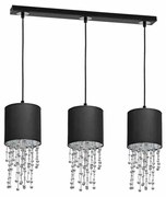 Lampa wisząca, potrójna, 3 klosze, czarna z kryształami ALMERIA BLACK/CHROME 3xE27