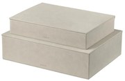 Beżowe pojemniki zestaw 2 szt. z pokrywką/dekoracyjne ze sztucznej skóry 40x30x11 cm Sahla – Blomus