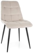 Krzesło tapicerowane CHIC VELVET jasny beż z przeszycimi SIGNAL