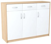 Klasyczna komoda z szufladami dąb sonoma + biały H8-P85