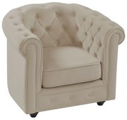 Fotel z beżowego weluru - CHESTERFIELD