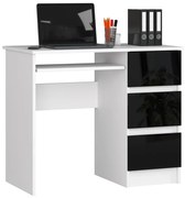 Młodzieżowe nowoczesne biurko do nauki biały + czarny połysk T9-H15