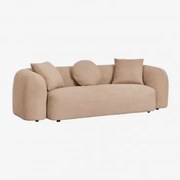 3-osobowa Sofa Z Tkaniny Chenilla Coco Szenila Gruba Brąz Latte - Sklum