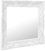 Białe kwadratowe lustro w rustykalnej ramie G6-A05