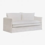 Sofa Grace 3-osobowa Z Lnu I Bawełny Tkaniny Distressed White - Sklum
