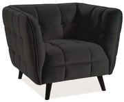 Czarny fotel relaksacyjny CASTELLO 1 VELVET