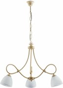 Dallas żyrandol 3 światła, kość słoniowa lakierowane żelazo, stare złoto, klosze alabastrowe Ø13 cm