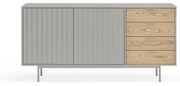 Szaro-naturalna niska komoda w dekorze dębu 159x80 cm Sierra – Teulat