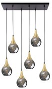 Żyrandol na lince LACRIMA SMOKY 6xE27/60W/230V czarny/zl./dym czarny