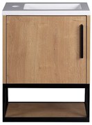 Szafka pod umywalkę wisząca z wnęką - 40 cm - Naturalny jasny - LOPENA