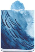 Ponczo plażowe WHALES niebieskie 80x145 cm