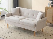 Kanapa tapicerowana z weluru 2-osobowa - 162x74x77 cm - Beżowa