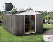 Metalowa szopa ogrodowa "Dallas" - 12,99 m² z panelami słonecznymi - Taupe