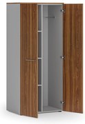 Szafa ubraniowa biurowa PRIMO GRAY, 3 półki, drążek do szafy, 800 x 500 x 1781 mm, szary/orzech