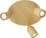 Lampa sufitowa Japandi z jasnego drewna z regulowanymi spotami 3-punktowa IP44 - Ducha