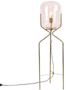 Lampa podłogowa art deco mosiądz różowe szkło - Bliss ArtDeco Oswietlenie wewnetrzne