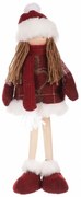 Dekoracja świąteczna materiałowa dziewczynka Płaszczyk, wys. 35 cm, czerwony