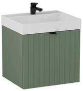Szafka łazienkowa wisząca zielona lamelowe fronty 50 x 42 cm z umywalką z otworem CUSCO