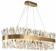 Cesar Long 80cm LED - żyrandol kryształowy podłuzny nad stół, mosiądz szczotkowany, regulowana barwa światła