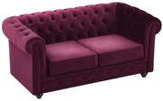 Kanapa 2 osobowa welurowa bordowa - CHESTERFIELD