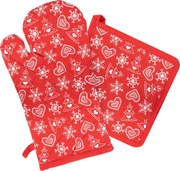 Rękawica z magnesem i podkładka Serduszka, 18 x 32 + 20 x 20 cm