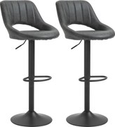 HOMCOM Zestaw 2 hokerów barowych obrotowych skóra ekologiczna regulacja wysokości podnóżek metalowa rama szary | Aosom PL