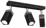 Lampa sufitowa, kierunkowa, czarna, potrójna SOLO SAWN BLACK / PATINATED WOOD 3x mini GU10