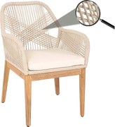 Krzesło ogrodowe MCW-H56b,  beżowe poduszki kremowo-białe