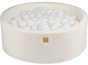 Okrągły Suchy Basen Z Piłeczkami 7cm Dla Dziecka 90x30cm/200 Piłek, Supersoft Velvet, Biały, Piłki: Białe - Meowbaby®