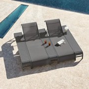 Zestaw 2 Leżaków Rozkładanych I 3 Stolików Pomocniczych Ze Stali Marietta Grafitowa Szarość - Sklum