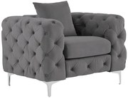 Fotel Chesterfield z weluru antracytowy – EDWINA