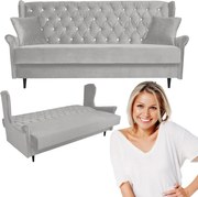 Sofa z funkcją spania WELUR 3osobowa rozkładana szara GAJA Family Meble