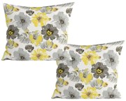 Zestaw 2 szt. dekoracyjnych poszewek na poduszkę z mikrofibry FEONELLE 45x45 cm, żółto-szary