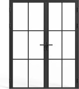 Drzwi kompletne 2-skrzydłowe z aluminium i szkła hartowanego - wys. 204 x szer. 146 cm - SEROTO