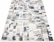 Prostokątny szary dywan z kratę K6-W88