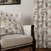 Zasłona w kwiaty ozdobna subtelny wzór beż nowoczesna - szer. 150 cm