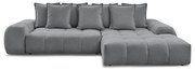 Ciemnoszary rozkładany/ze schowkiem narożnik z tkaniny szenilowej (prawostronny/z szezlongiem) Everest – Bobochic Paris