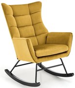 Musztardowy welwetowy fotel bujany N3-R07