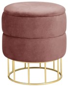 Różowa welurowa pufa tapicerowana ze schowkiem B2-W63