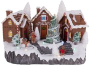 Ruchoma scenka świąteczna, chatki z piernika, 31 x 23 cm
