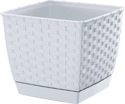 Doniczka plastikowa Ratolla Square biały, 19 x 15,9 cm, 19 cm