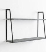 Zestaw dwóch półek ściennych Eloi 2 poziomy szary, drewno paulowniowe