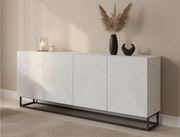 Komoda Asha 200 cm czterodrzwiowa na stelażu - biały mat