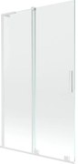 Mexen Velar L parawan nawannowy 2-skrzydłowy rozsuwany 110 x 150 cm, transparent, biały - 896-110-003-01-20
