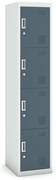 Szafka skrytkowa S3, 4 schowki, 1800 x 380 x 450 mm, demontaż, zamek cylindryczny, drzwi ciemnoszare