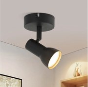 NETTLIFE 1-płomieniowy nowoczesny czarny reflektor sufitowy do użytku wewnątrz, GU10, do sypialni