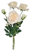 Sztuczny kwiat Róża biała, 68 cm, 5 szt.