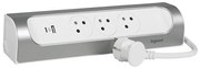 Legrand 049406 - Przedłużacz 3Z Typ E + USB-A + USB-C 1m srebrny/biały