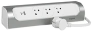 Legrand 049406 - Przedłużacz 3Z Typ E + USB-A + USB-C 1m srebrny/biały